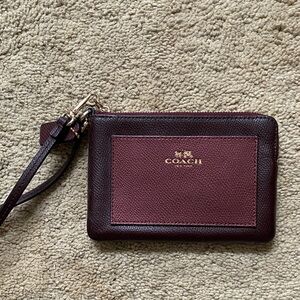 Coach Maroon Leather Wristlet